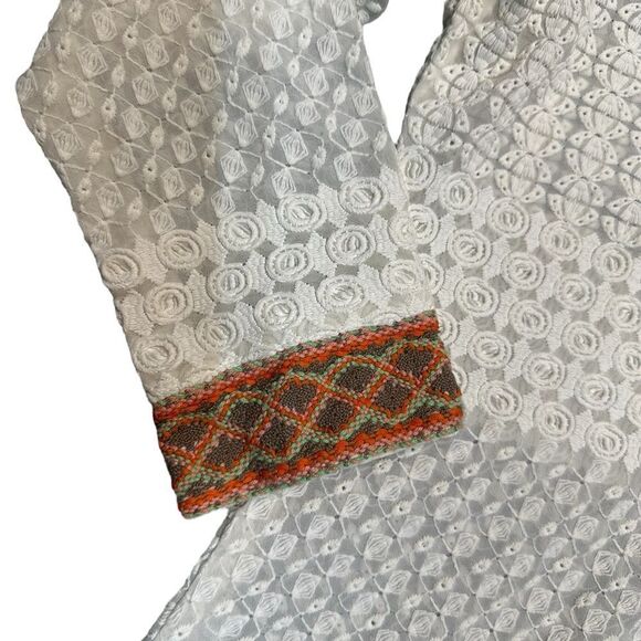 Zola Earthly Fashions Ivory Lacey Tunic Dress with Embroidered Accents Large - Picture 3 of 10